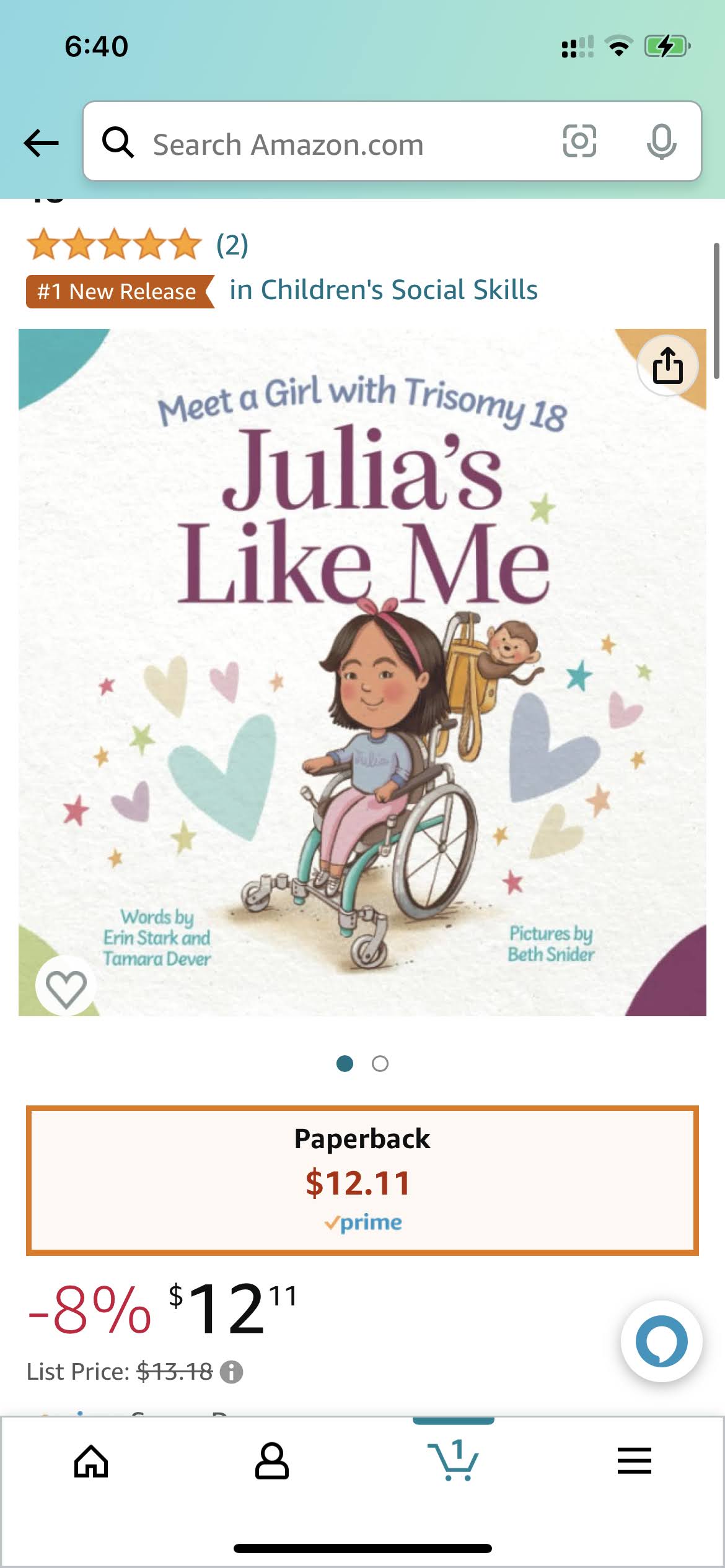 Amazon listing showing #1 New Release in Children's Social Skills